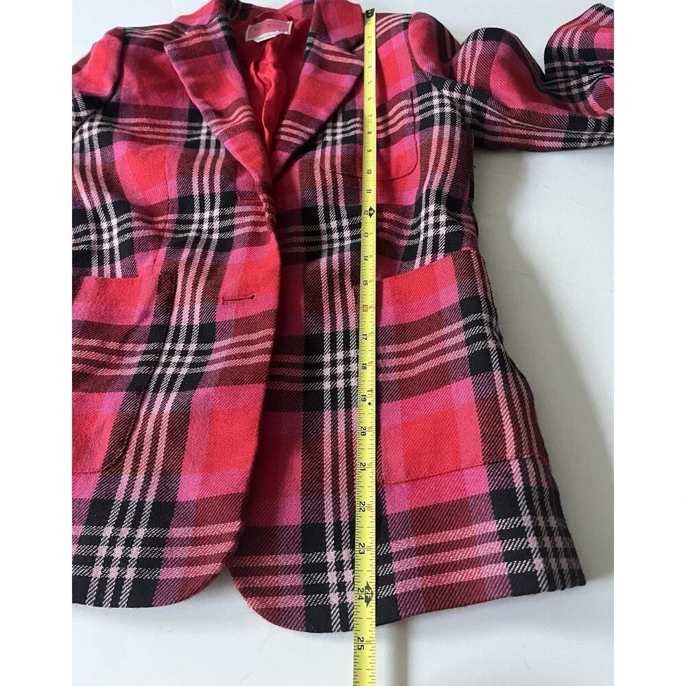 Kate Spade Plaid Foliage Wool Blend Blazer Size 0